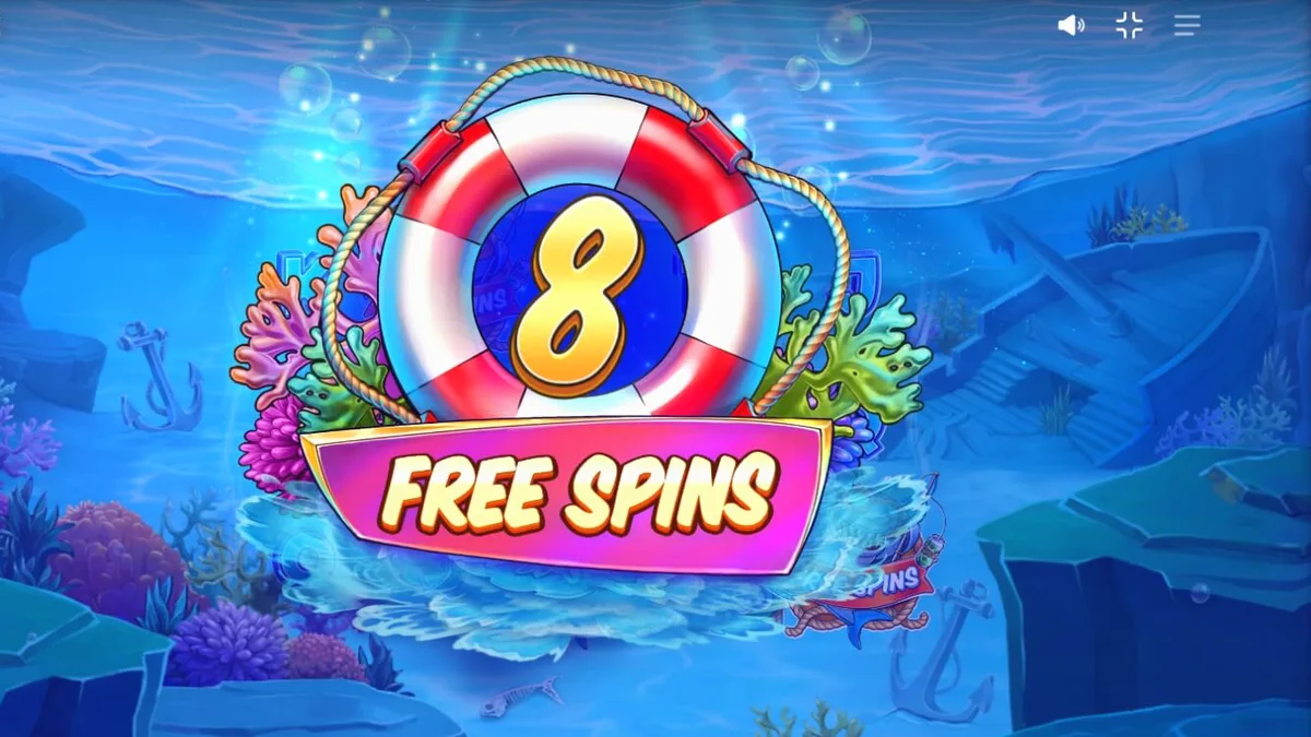 Isang makulay na slot game na Shark Boss na nagtatampok ng pating sa isang bangka.