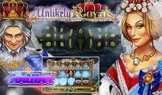 Isang visual na representasyon ng Unlikely Royals slot machine na nagpapakita ng mga kakaibang royal na karakter.